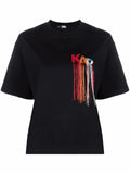 Karl Lagerfeld fringe logo-embroidered T-shirt