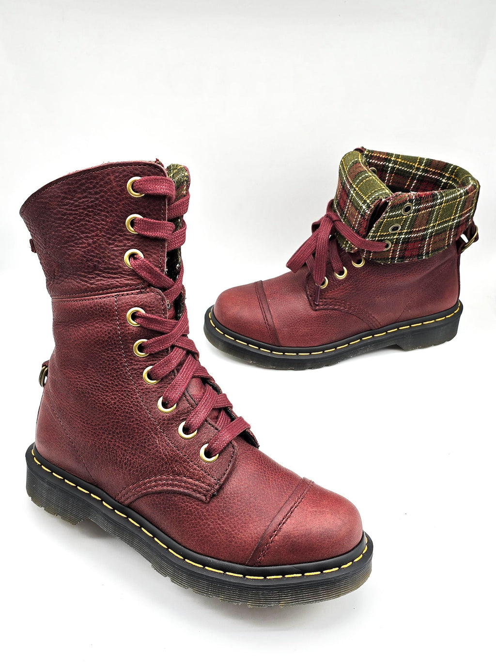DR. MARTENS AIMILITA TRIUMPH BURGUNDY PLAID