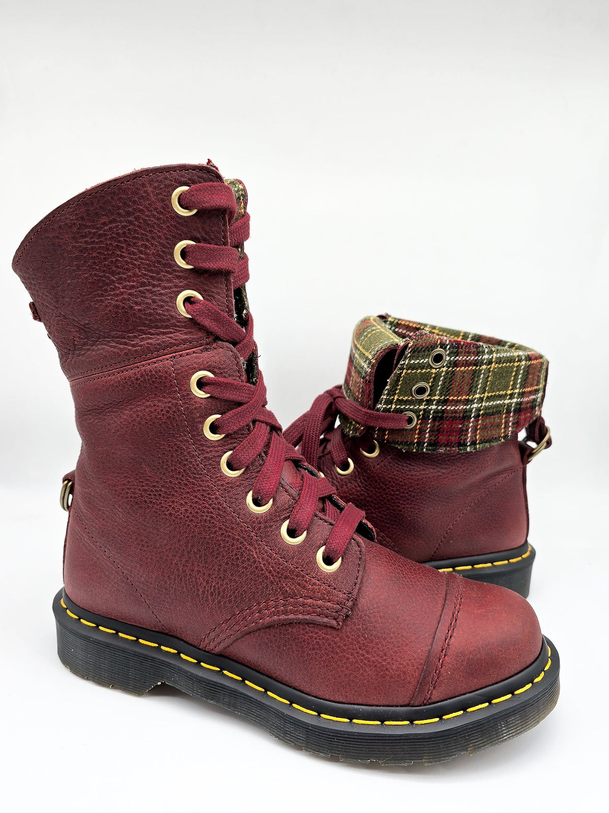 DR. MARTENS AIMILITA TRIUMPH BURGUNDY PLAID