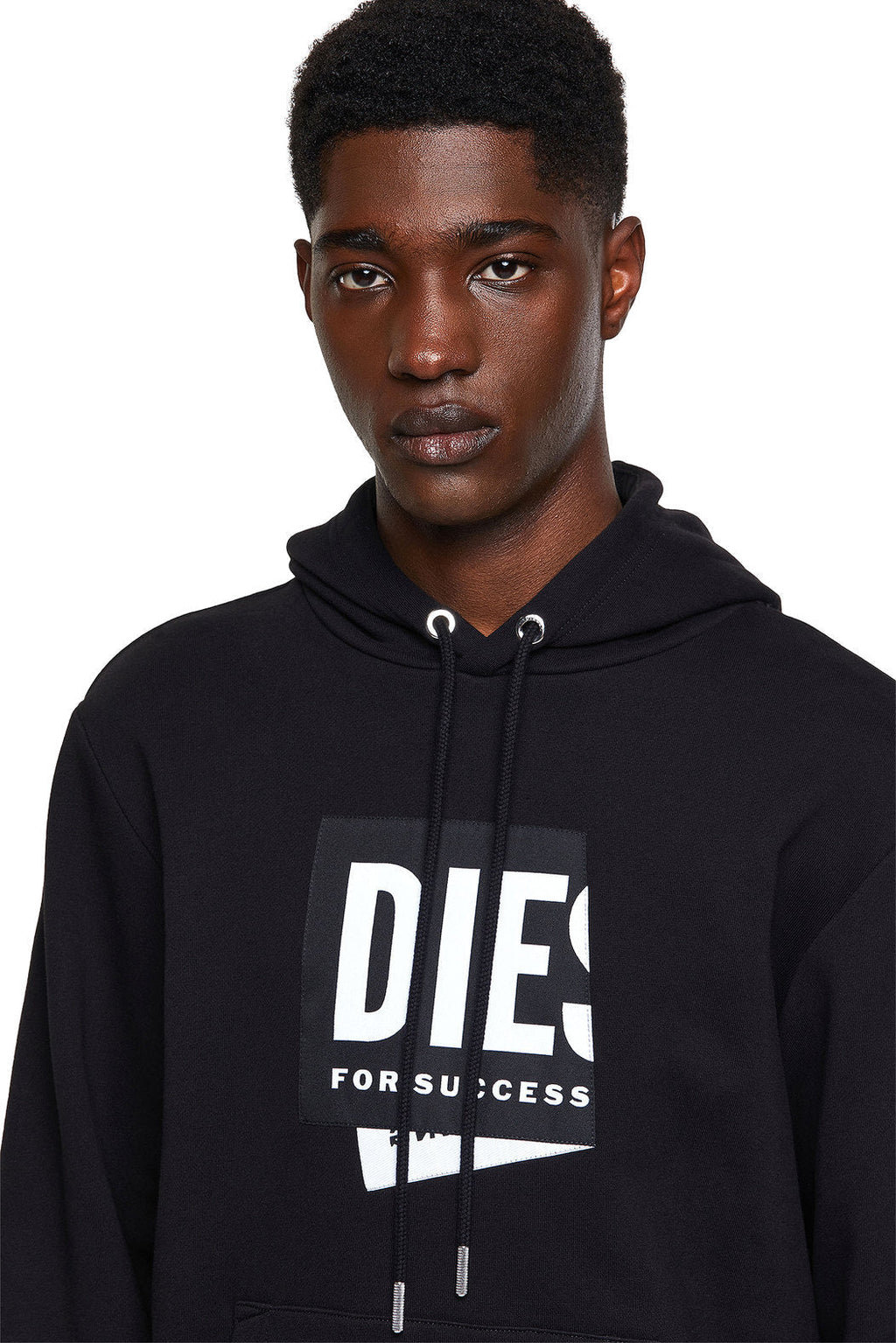 DIESEL HOODIE WITH FOLDED JACQUARD LABEL