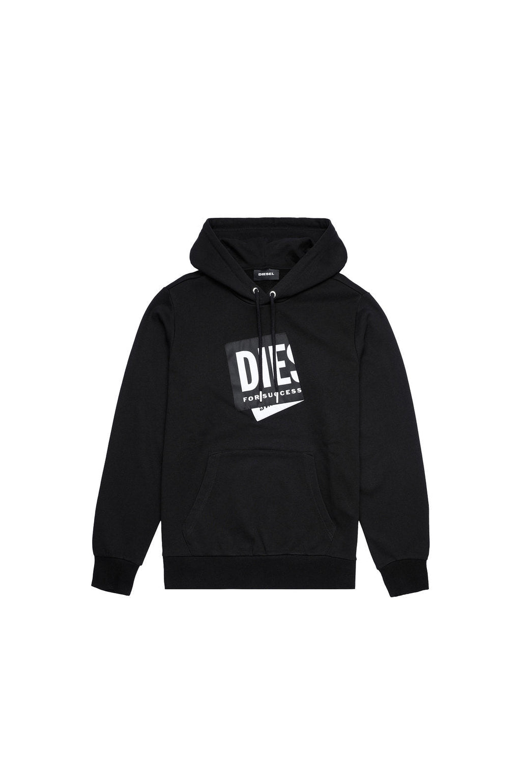 DIESEL HOODIE WITH FOLDED JACQUARD LABEL