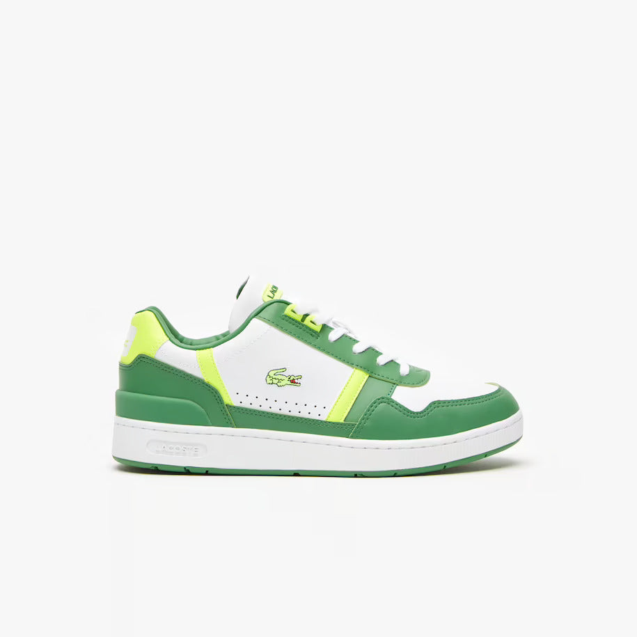 LACOSTE MEN'S T-CLIP LEATHER COLOUR BLOCK TRAINERS