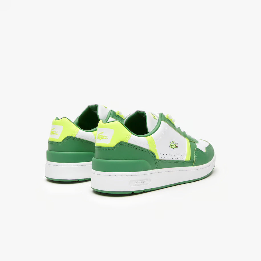 LACOSTE MEN'S T-CLIP LEATHER COLOUR BLOCK TRAINERS