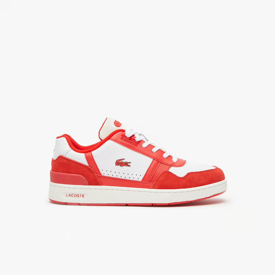 LACOSTE MEN'S T-CLIP LEATHER BI-COLOUR TRAINERS