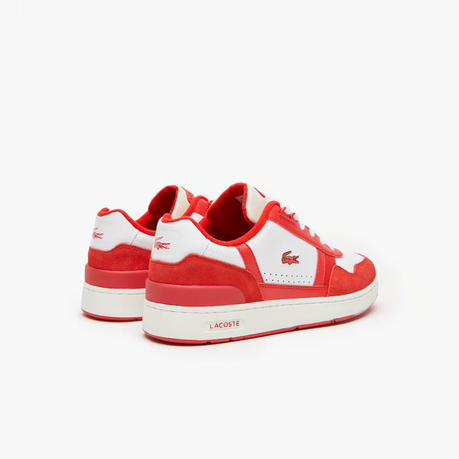 LACOSTE MEN'S T-CLIP LEATHER BI-COLOUR TRAINERS