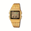 CASIO RETRO DIGITAL WORLD TIME GOLD-TONE STAINLESS STEEL WATCH