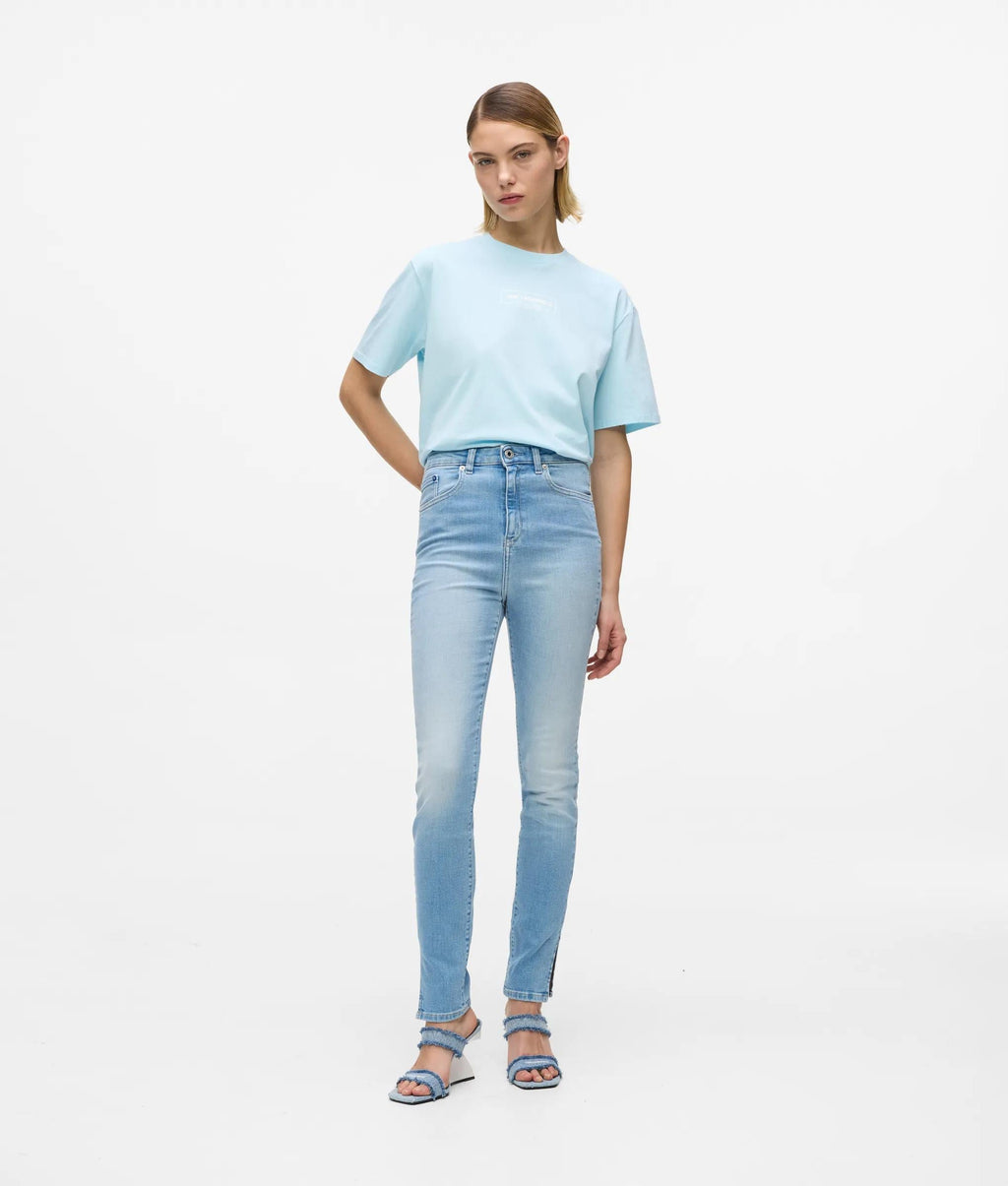 Waverly twin strap denim heeled sandals