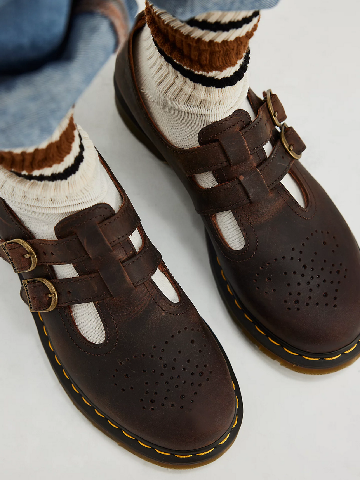 DR. MARTENS 8065 AZTEC CRAZY HORSE LEATHER MARY JANE BROWN