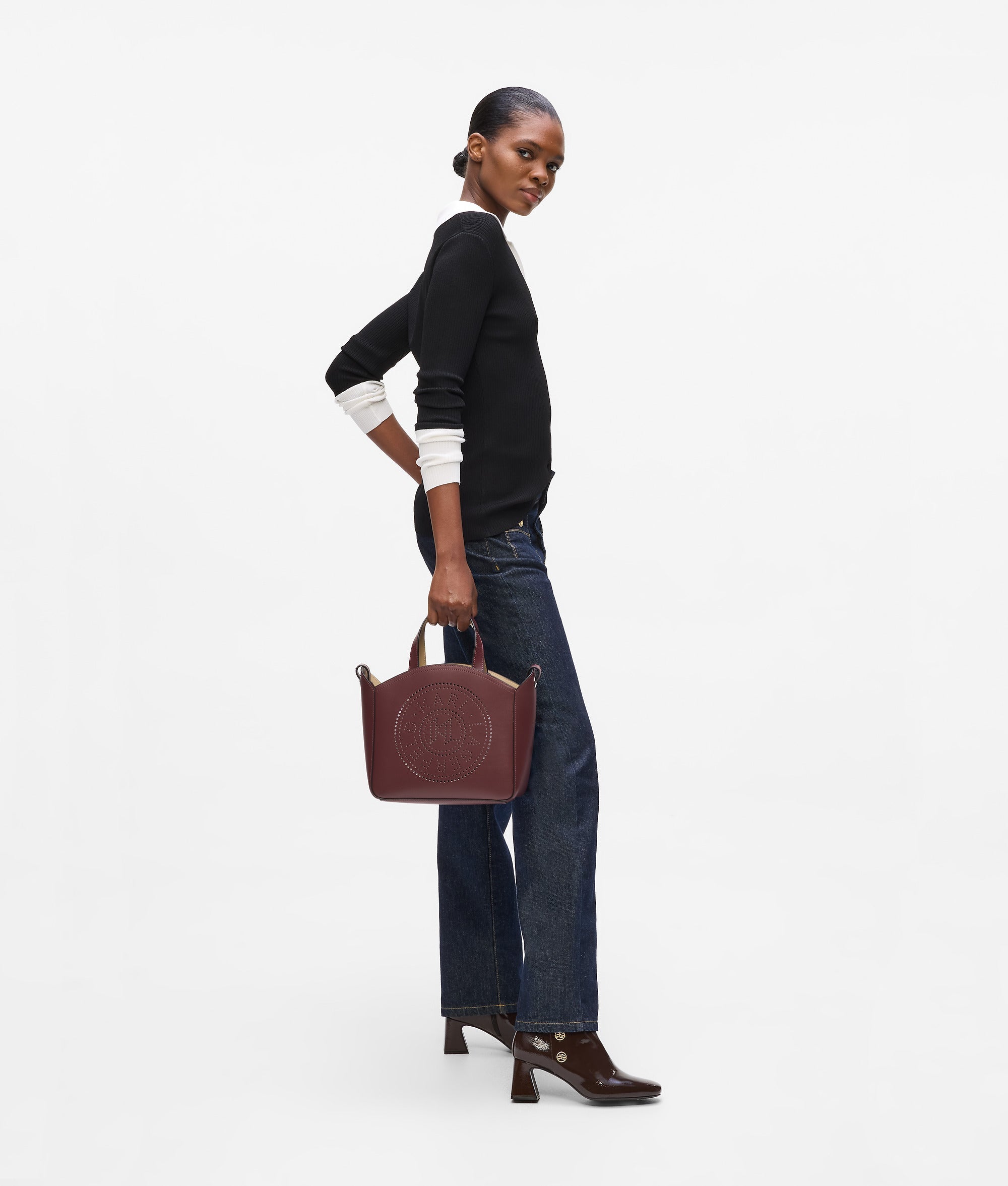 K/Circle perforated small tote bag