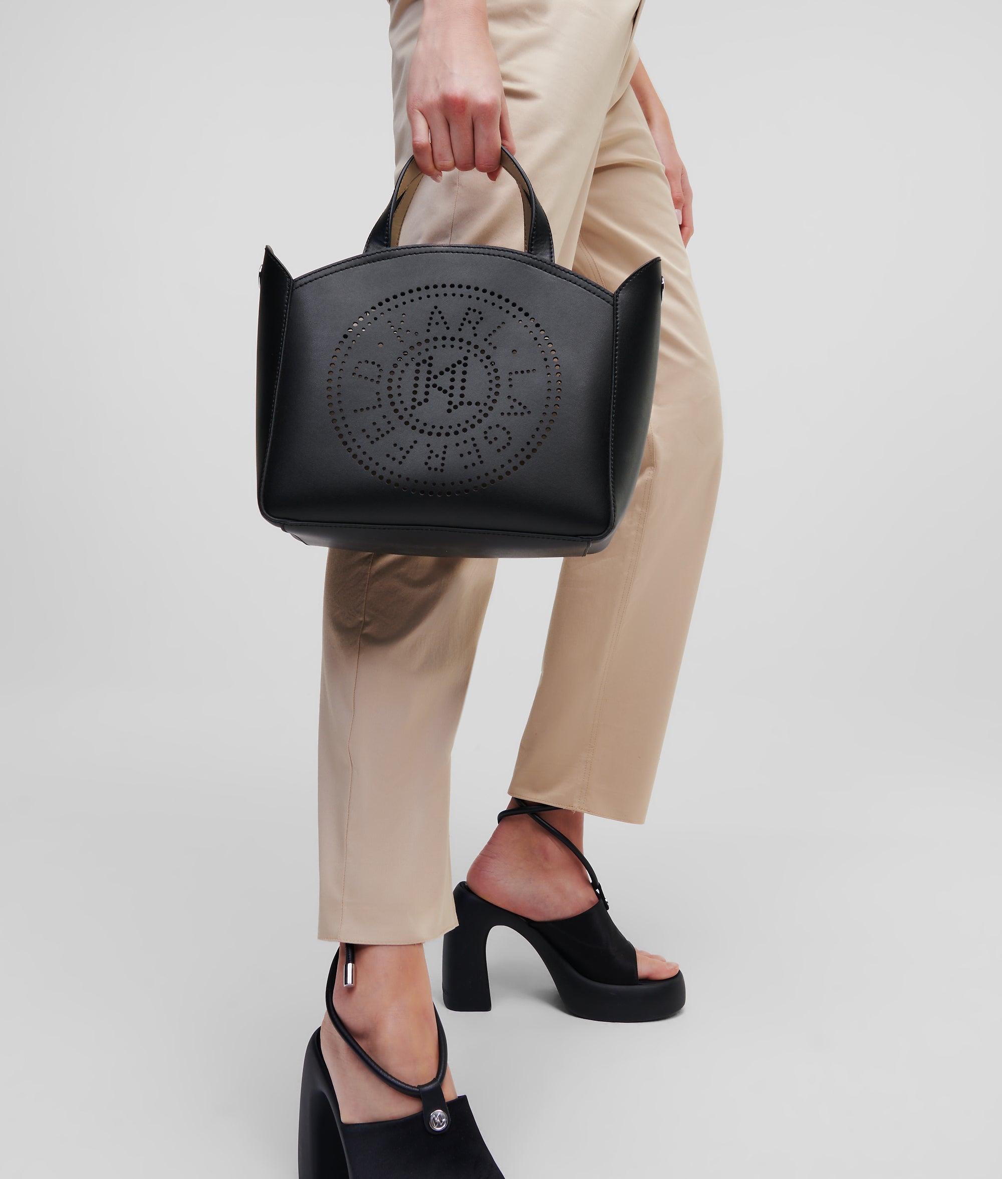 K/Circle perforated small tote bag