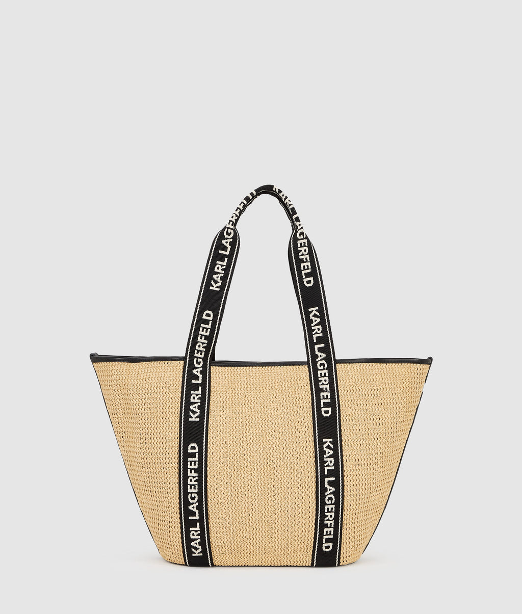 Logo woven beach tote bag