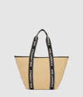 Logo woven beach tote bag