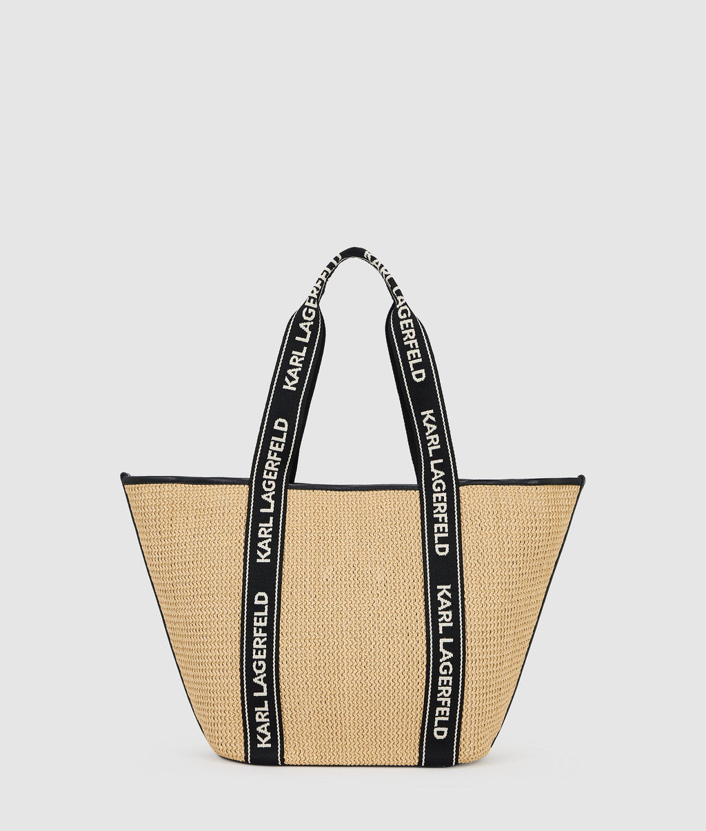 Logo woven beach tote bag
