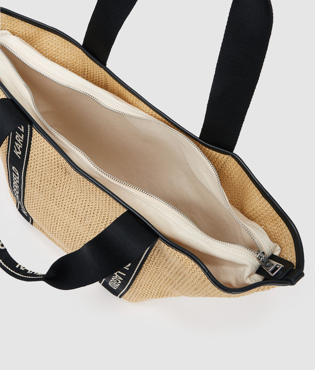 Logo woven beach tote bag