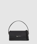Metal logo top handle bag