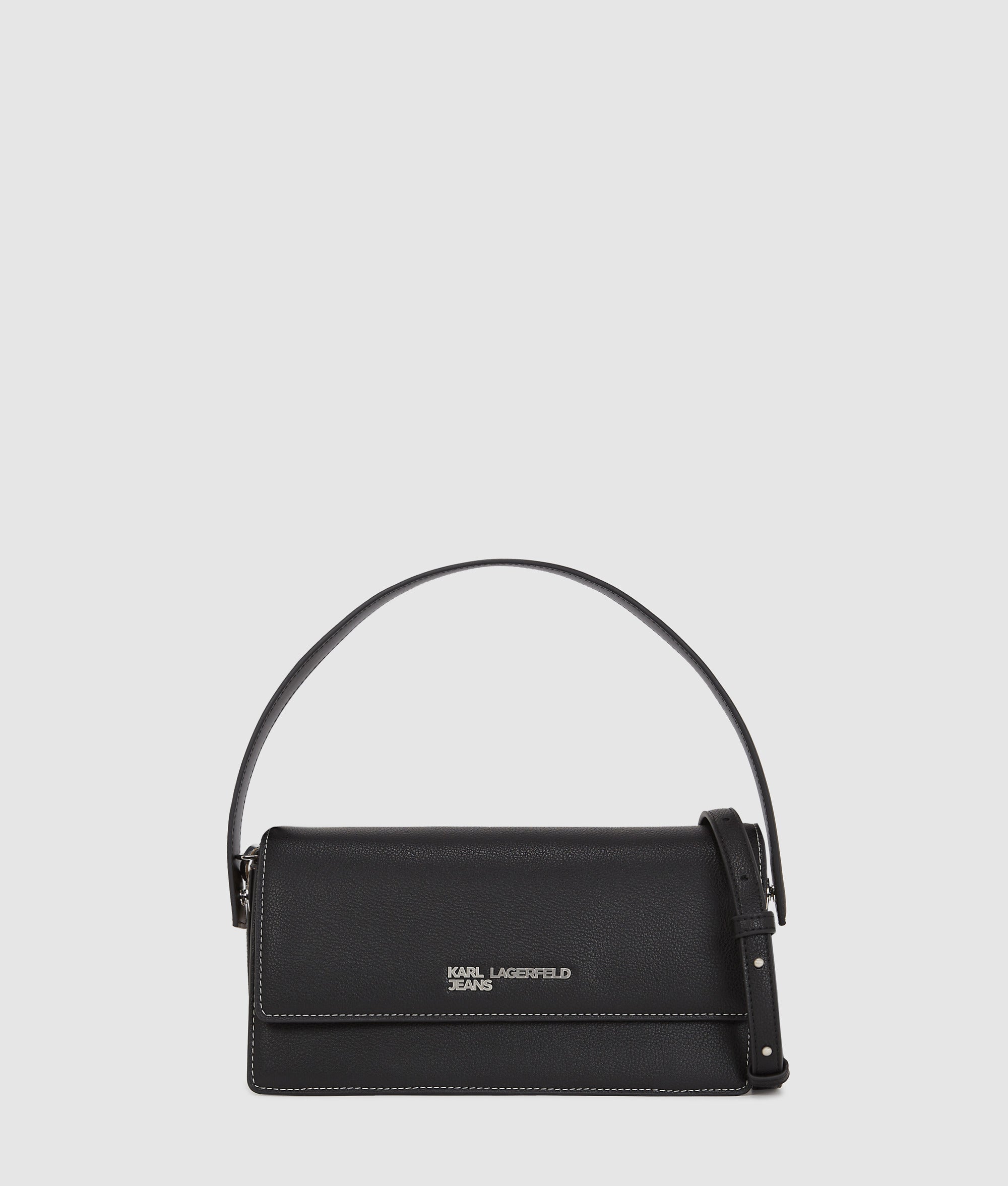 Metal logo top handle bag