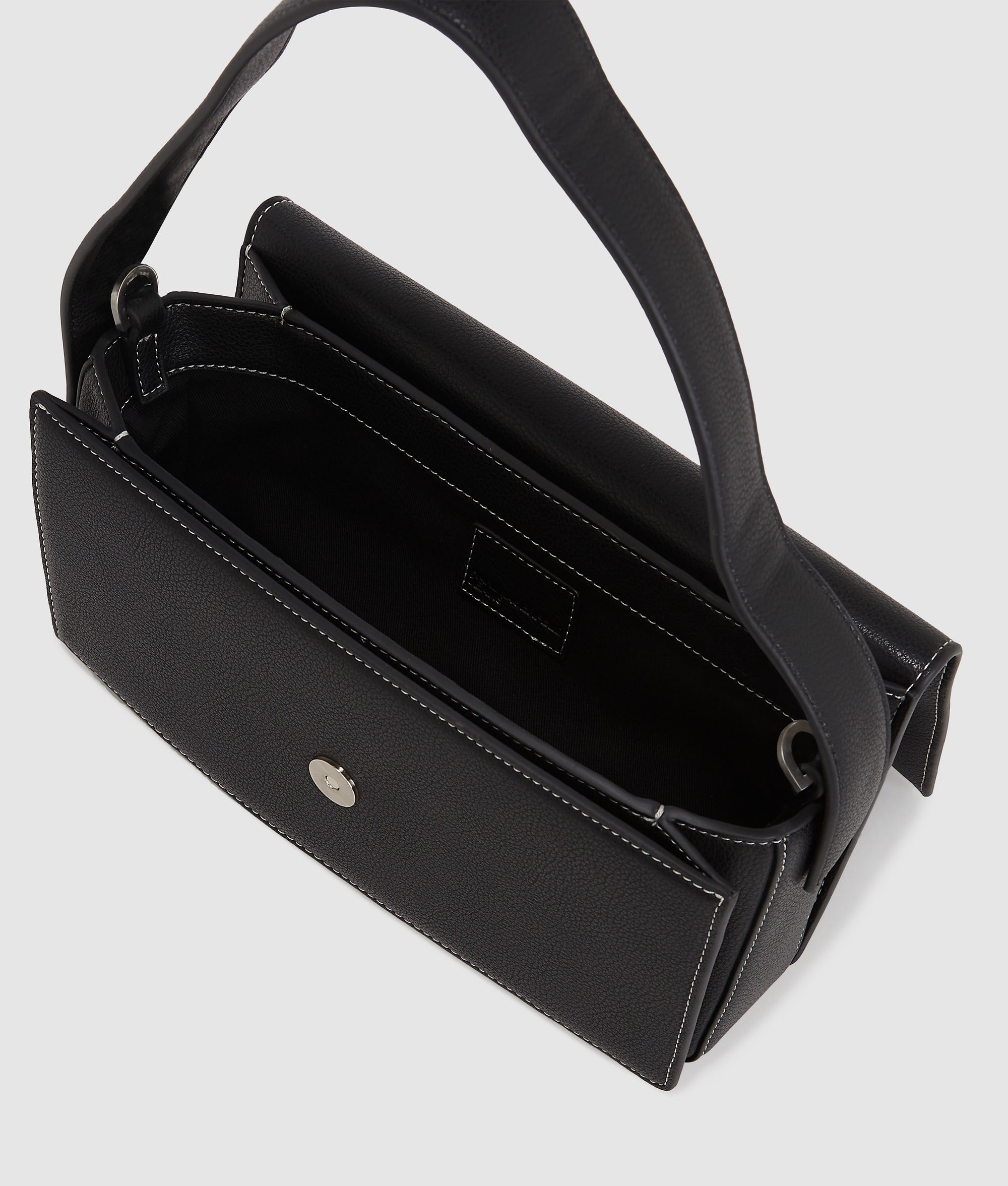 Metal logo top handle bag