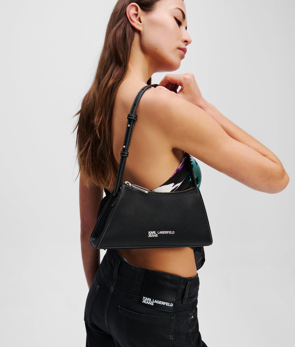 Metal logo small shoulder bag