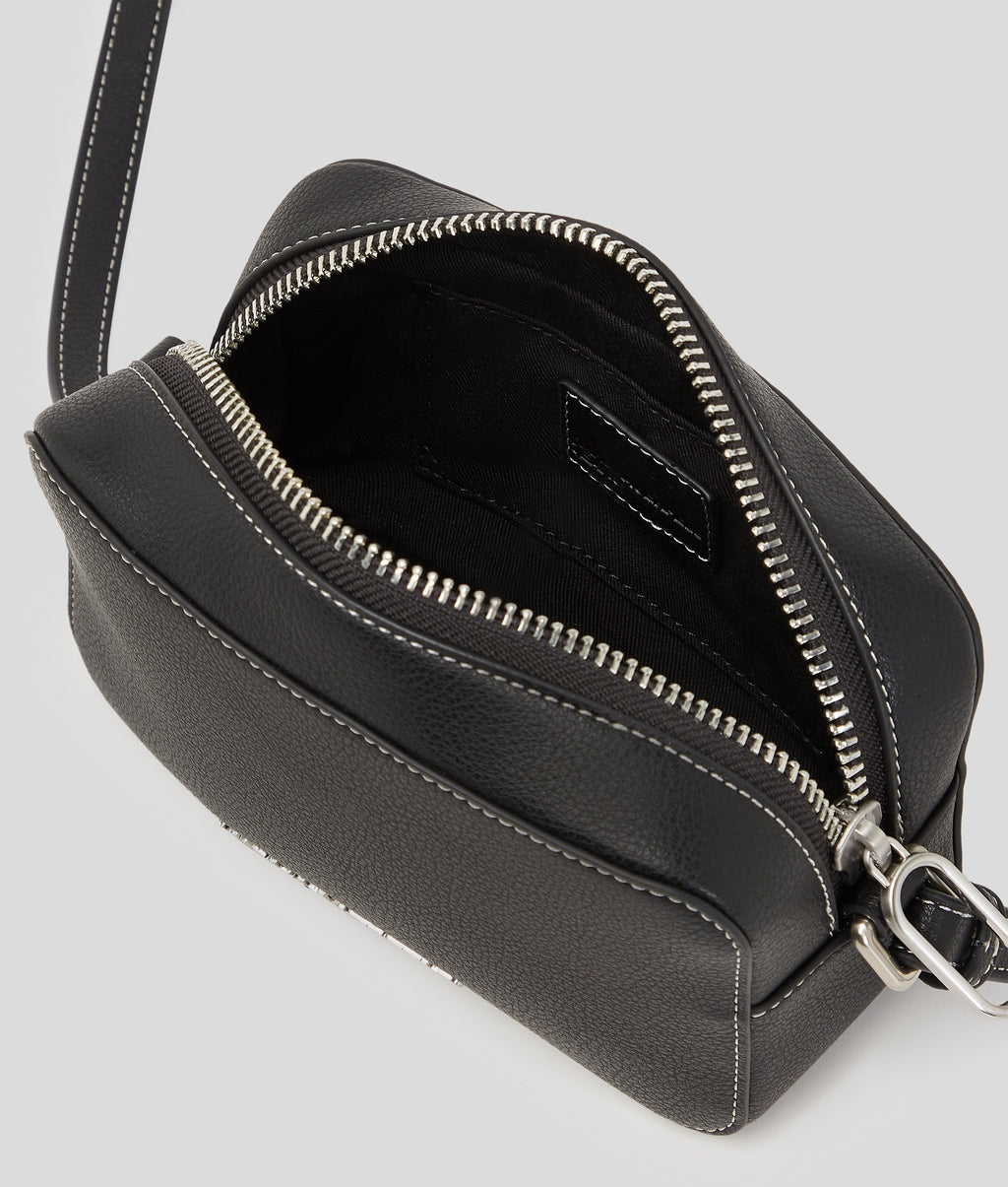 Metal logo camera bag