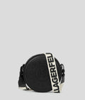 K/CIRCLE embossed logo round crossbody bag