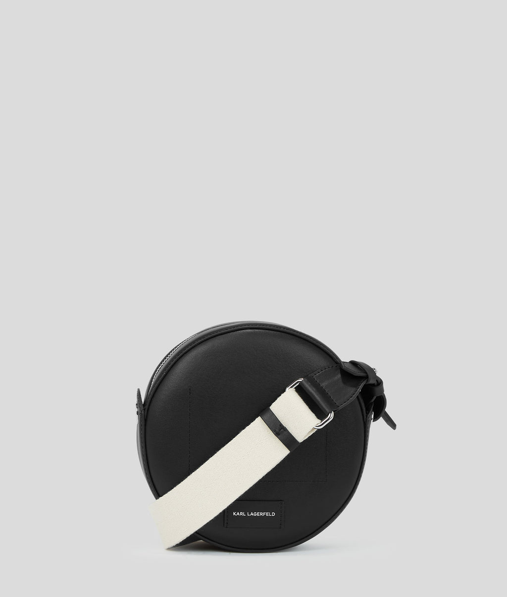 K/CIRCLE embossed logo round crossbody bag