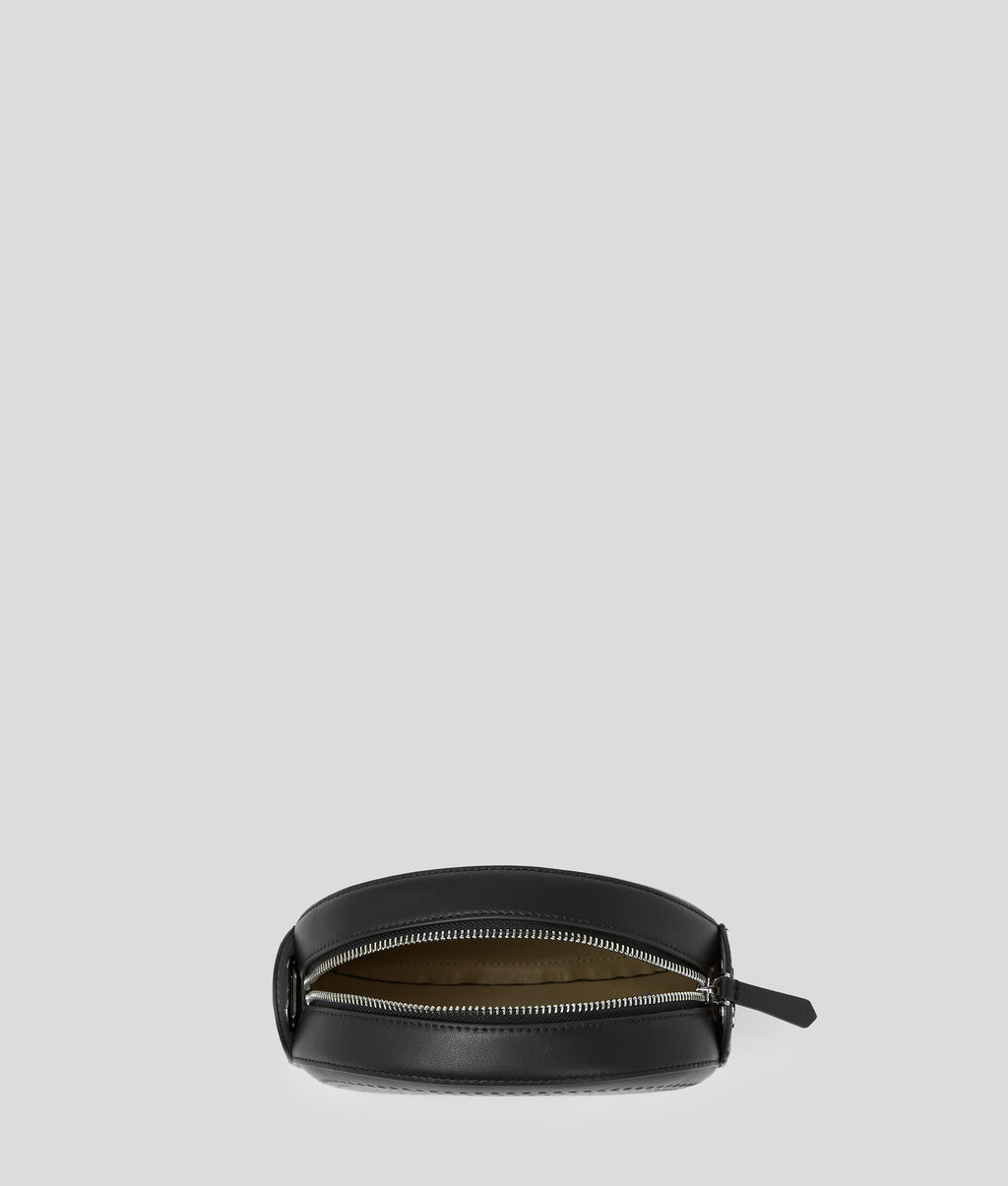K/CIRCLE embossed logo round crossbody bag