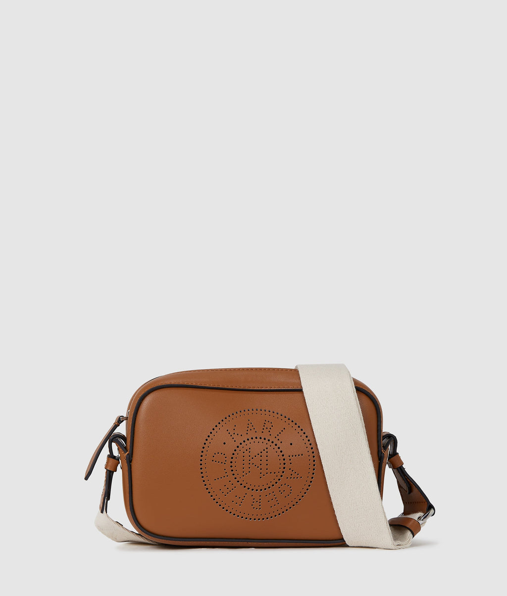 K/Circle perforated crossbody bag