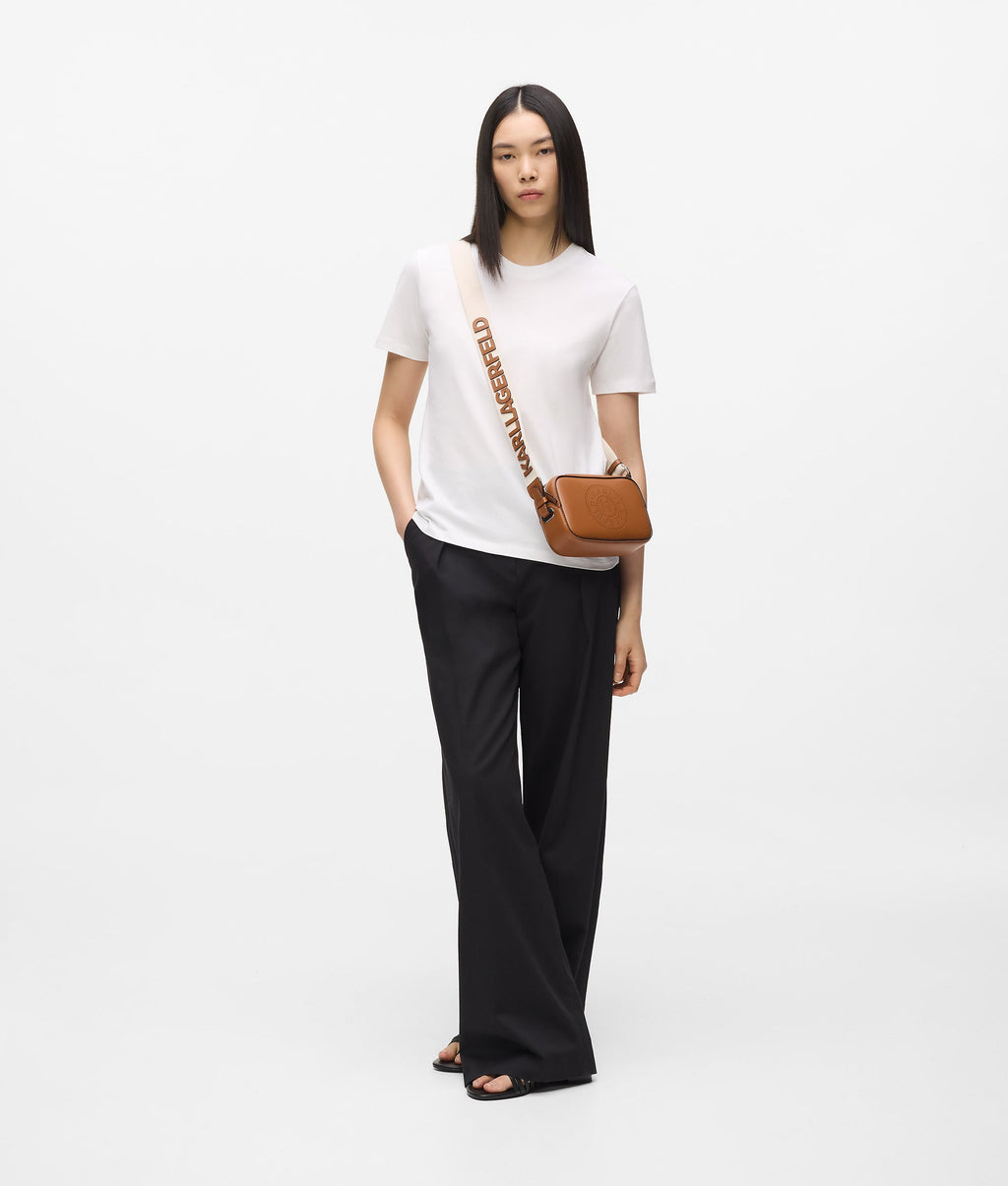 K/Circle perforated crossbody bag