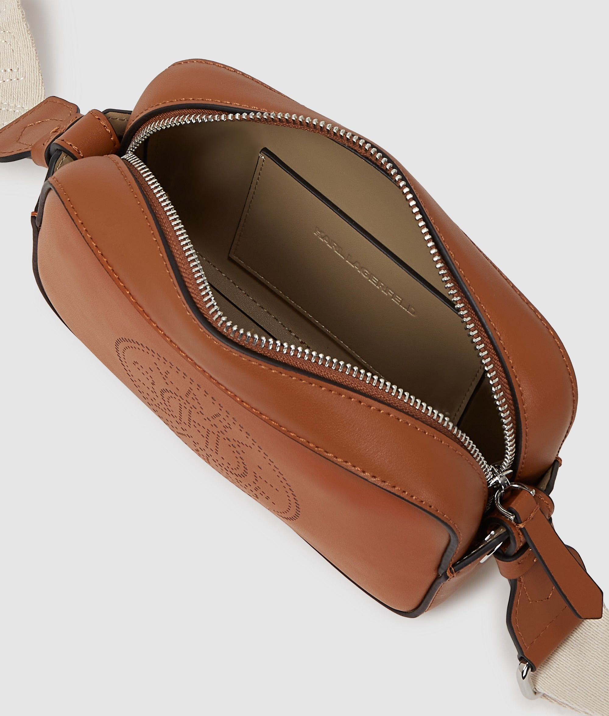 K/Circle perforated crossbody bag