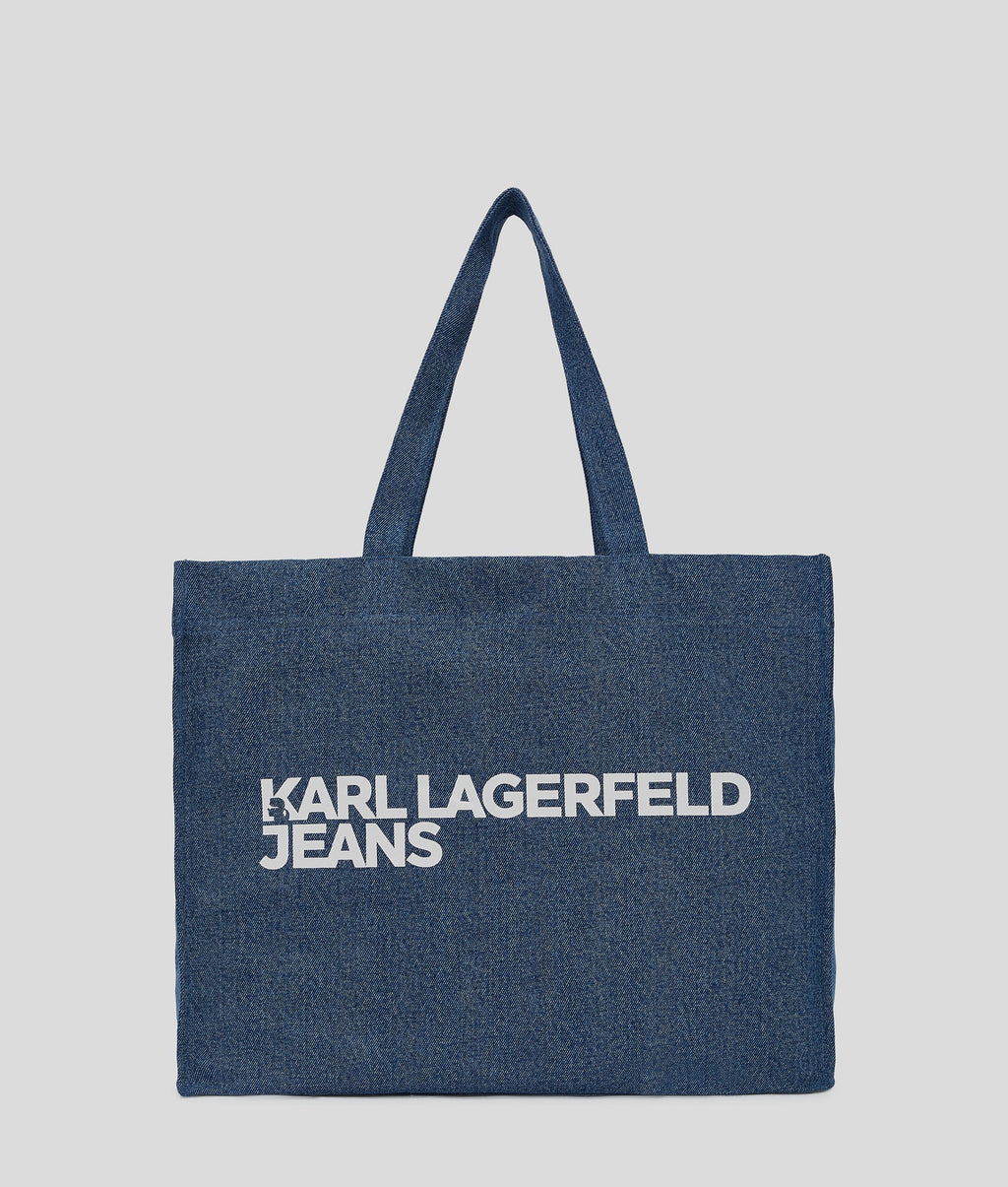 Logo denim shopper