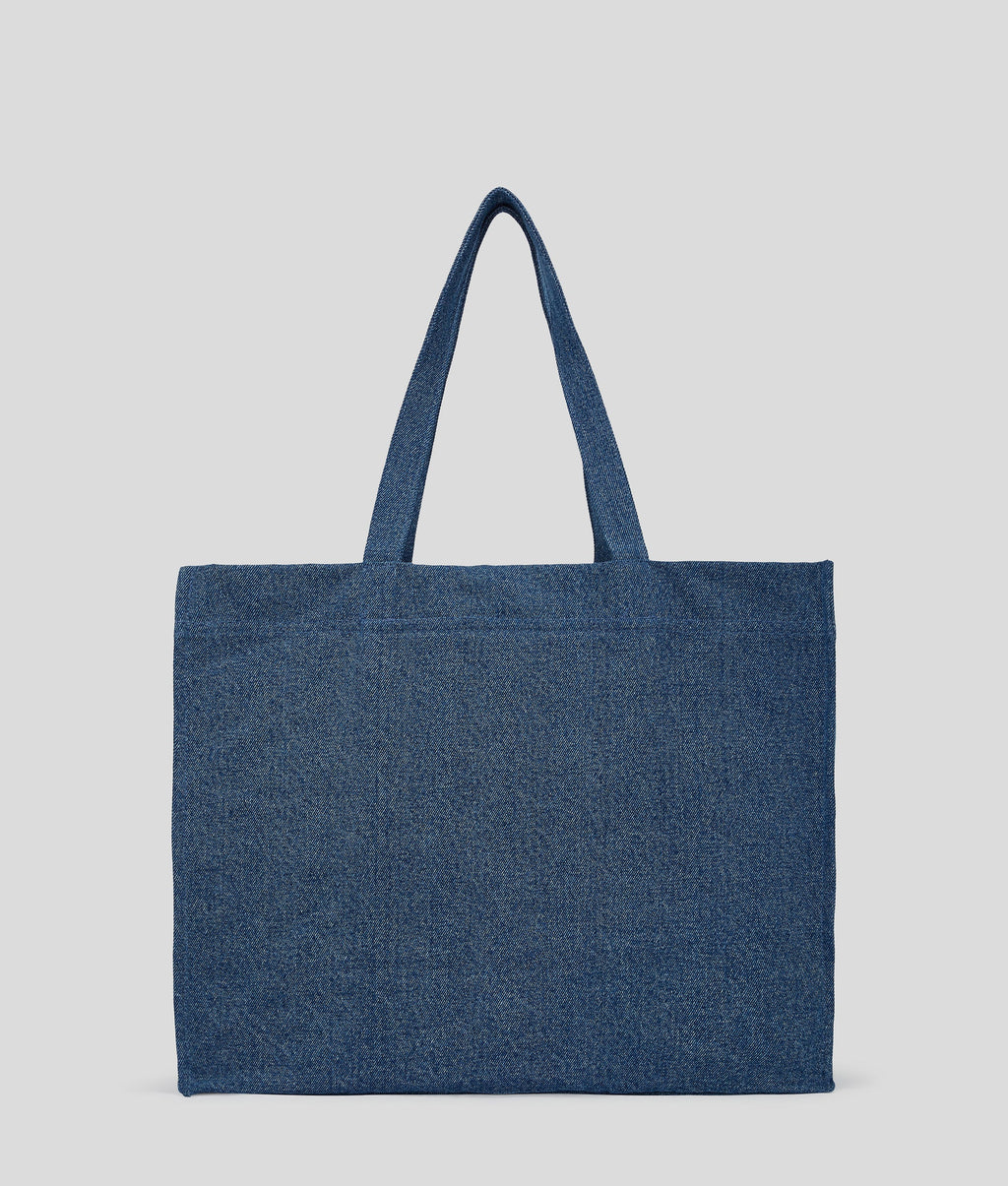 Logo denim shopper