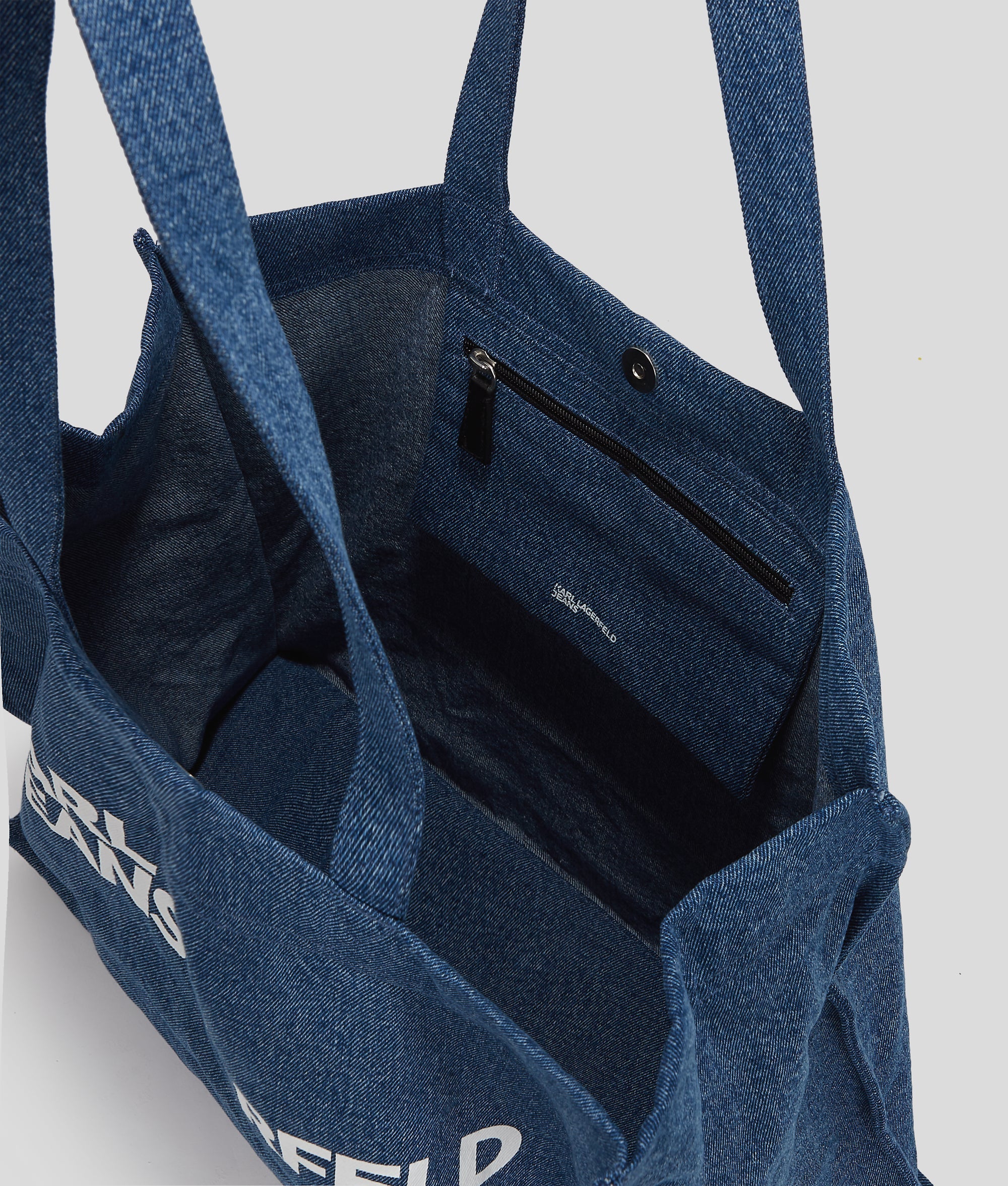 Logo denim shopper