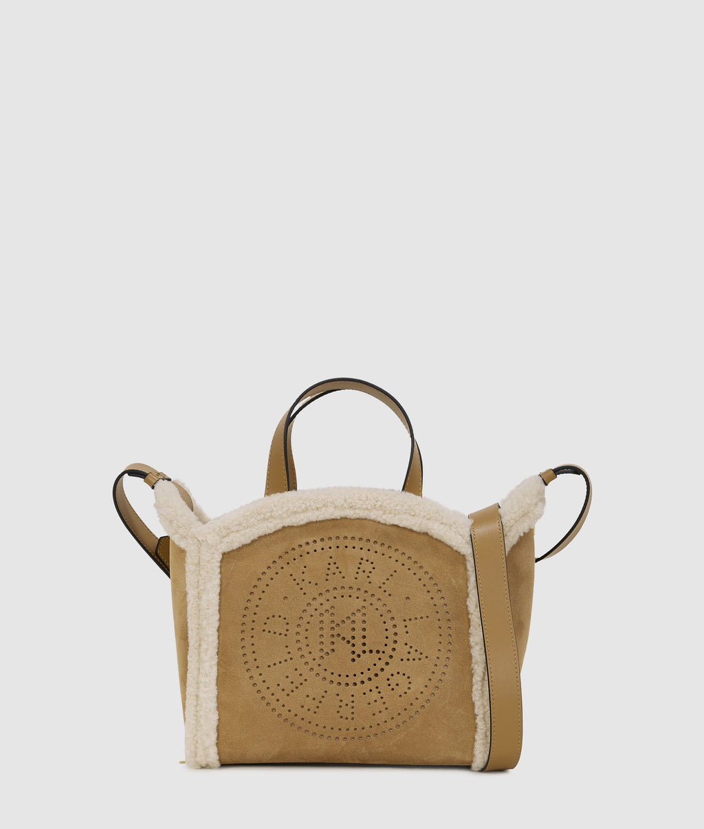 K/Circle small shearling tote bag