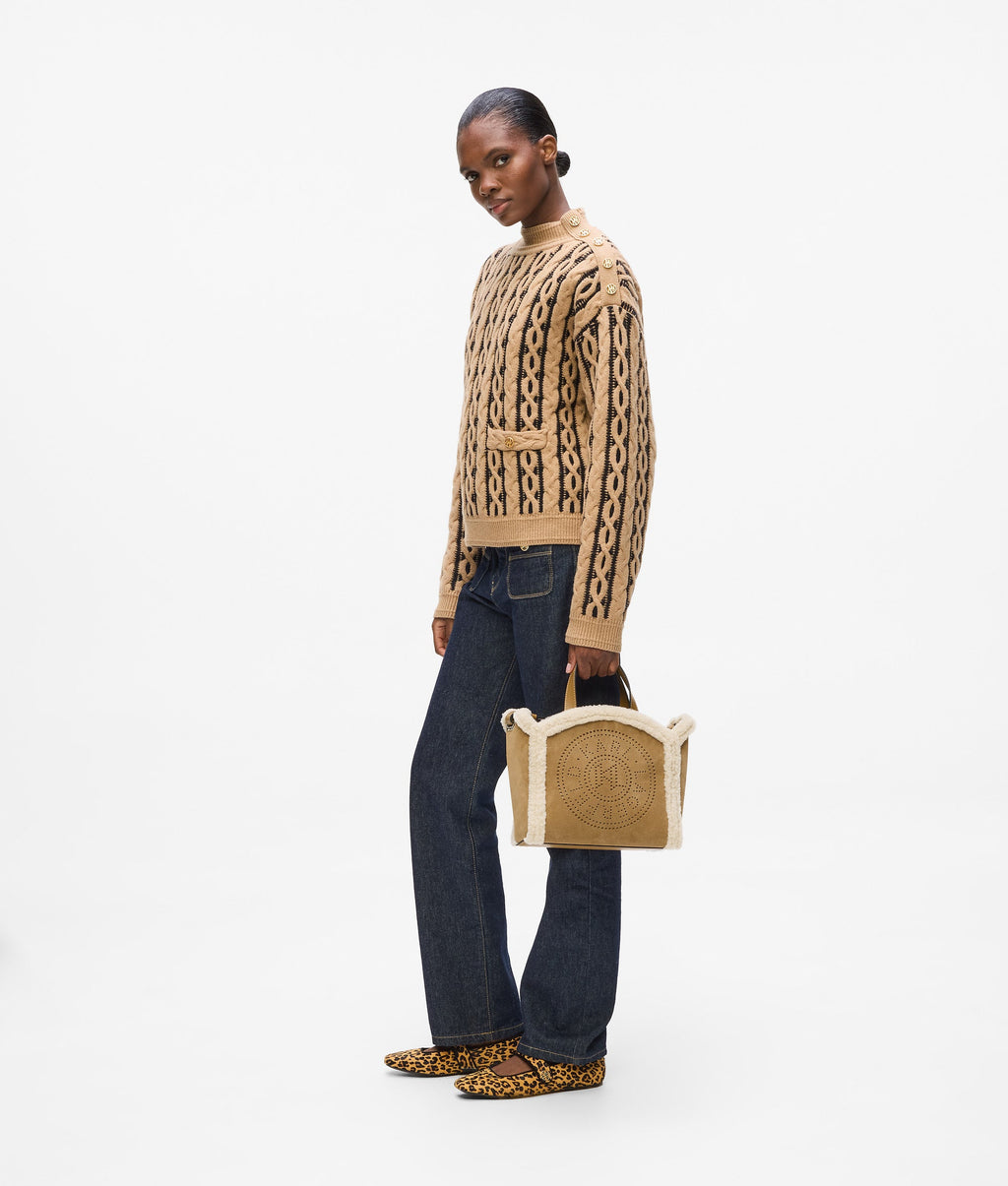 K/Circle small shearling tote bag
