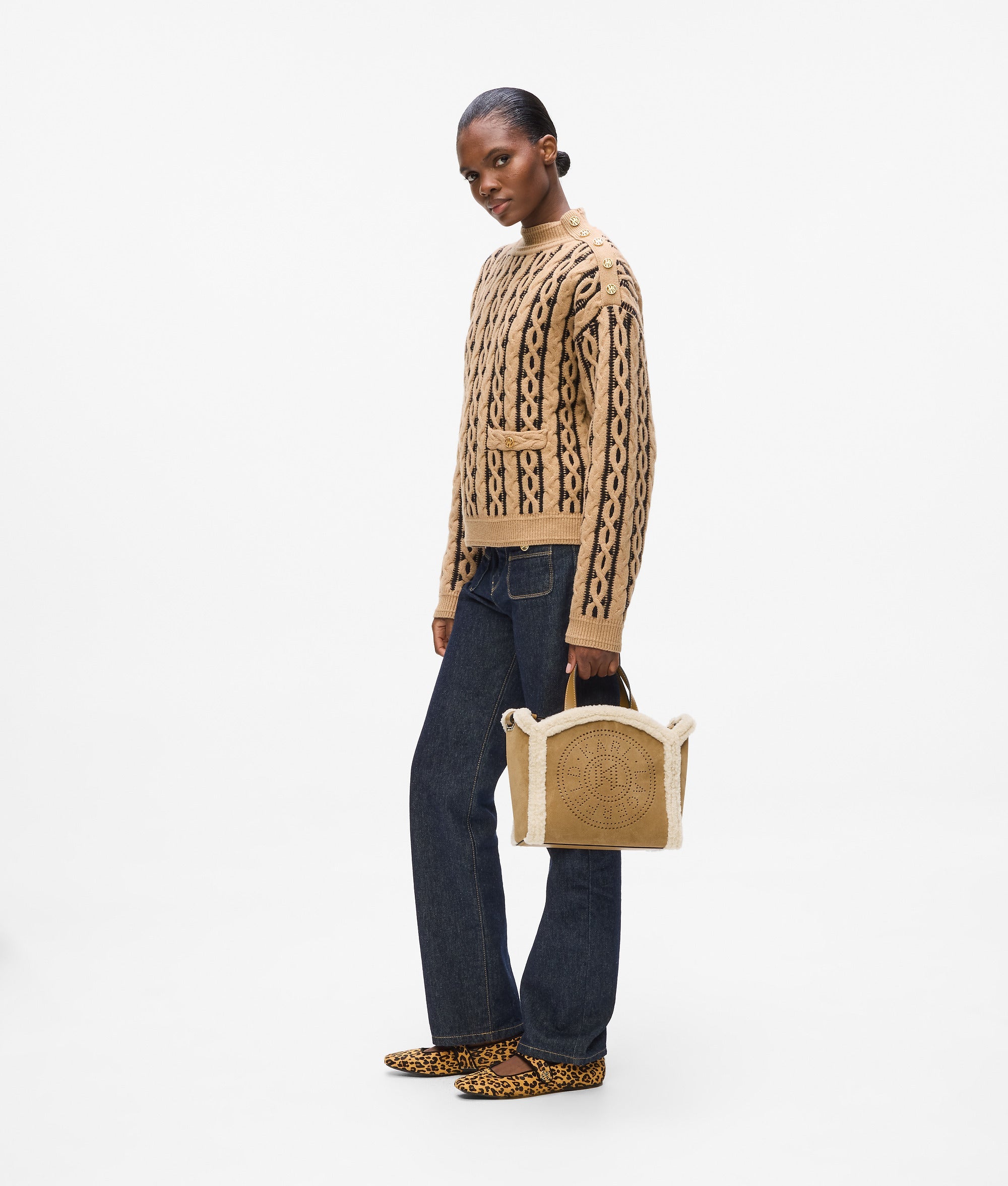 K/Circle small shearling tote bag