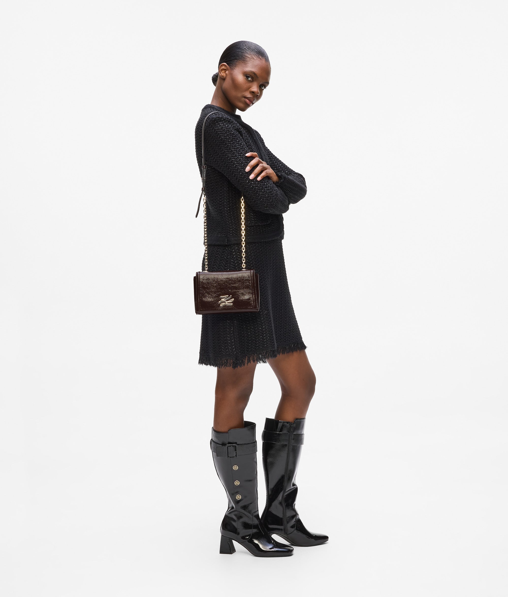 K/Autograph glossy crossbody bag