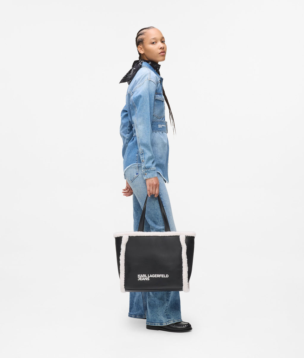 Faux-shearling tote bag