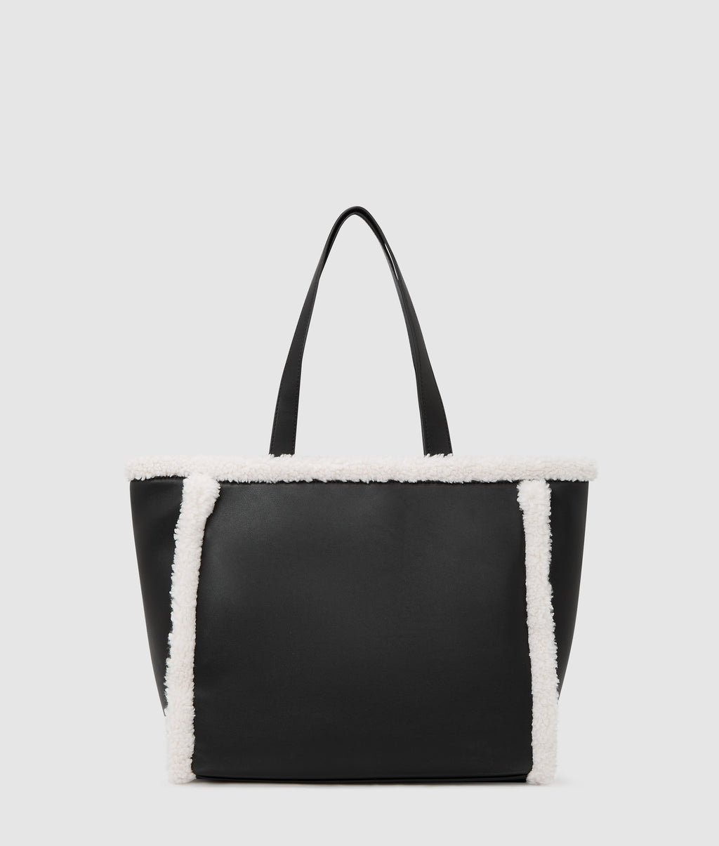 Faux-shearling tote bag