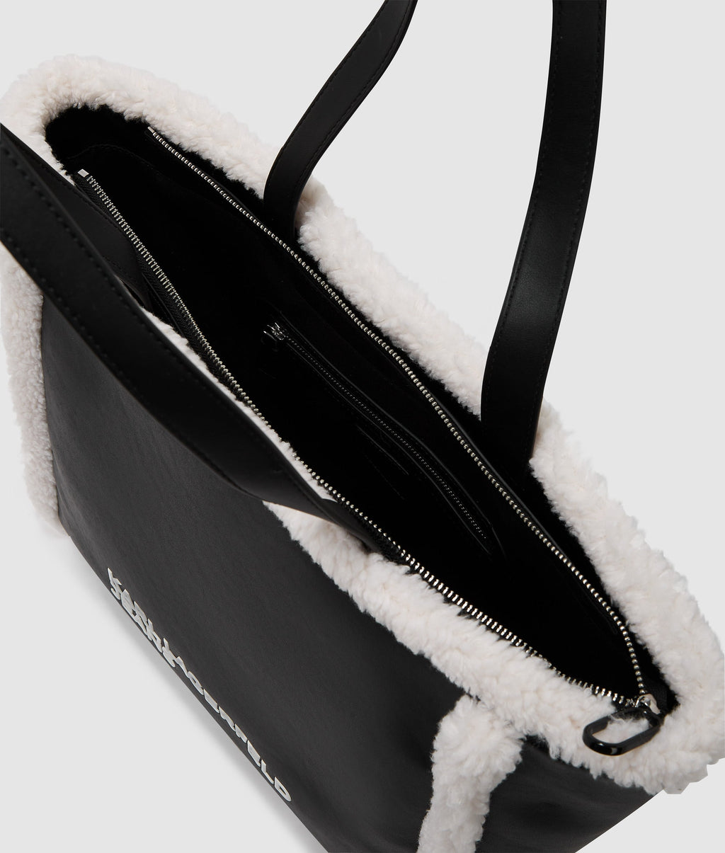 Faux-shearling tote bag