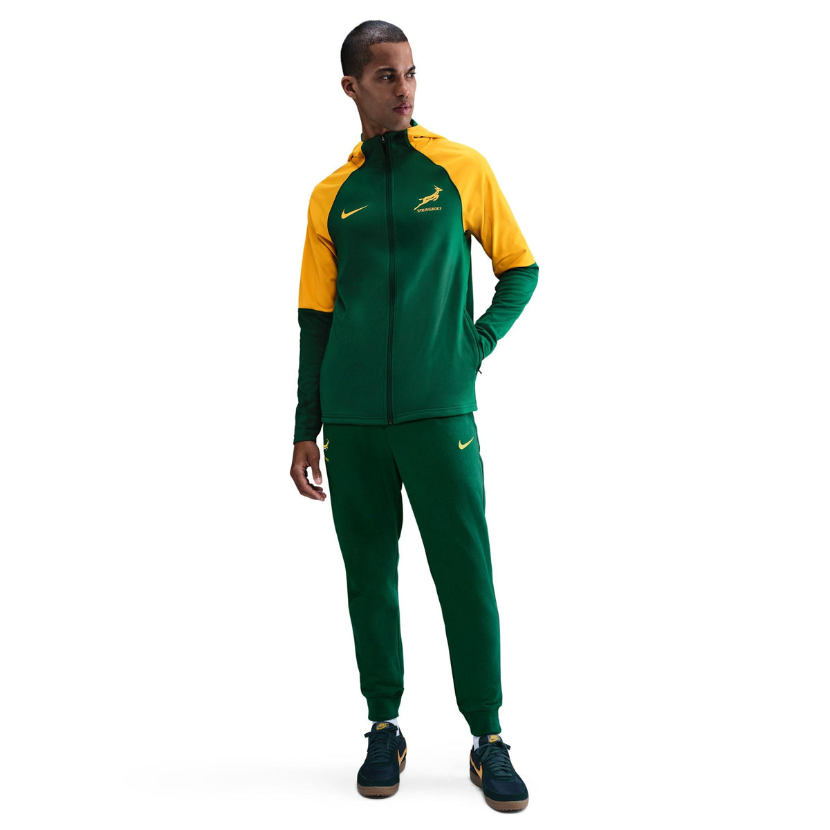 Springboks Nike Mens Rugby Training Full Zip Hoodie Gorge Green