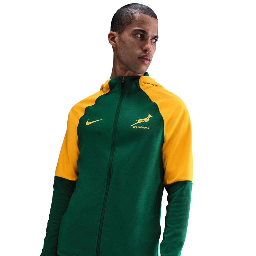 Springboks Nike Mens Rugby Training Full Zip Hoodie Gorge Green
