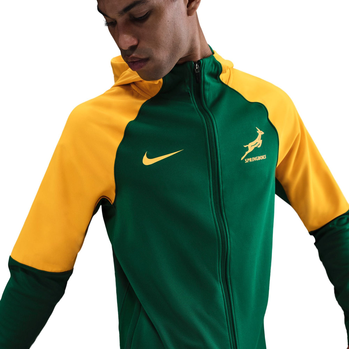 Springboks Nike Mens Rugby Training Full Zip Hoodie Gorge Green