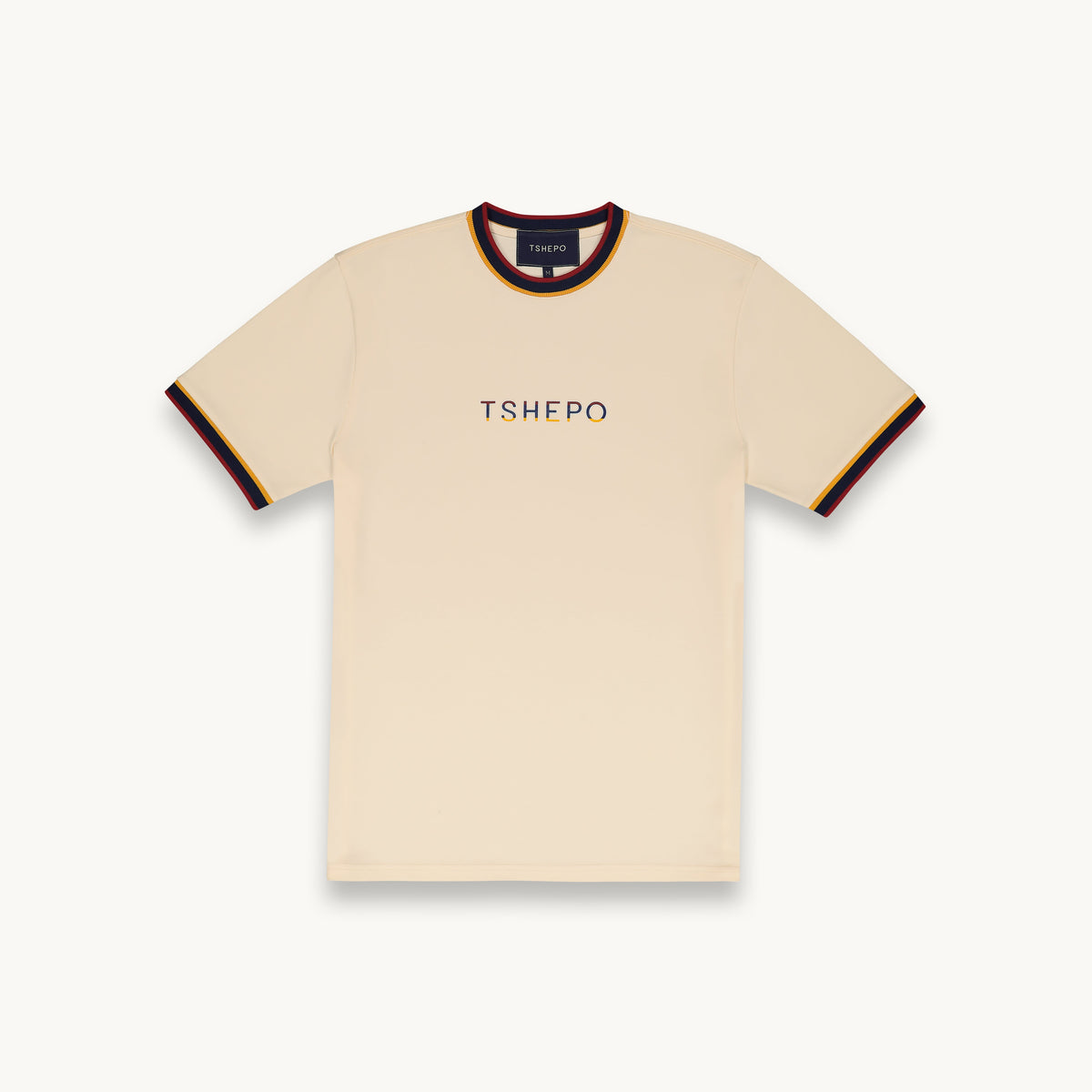 TSHEPO FLAG RIBBED IVORY T-SHIRT