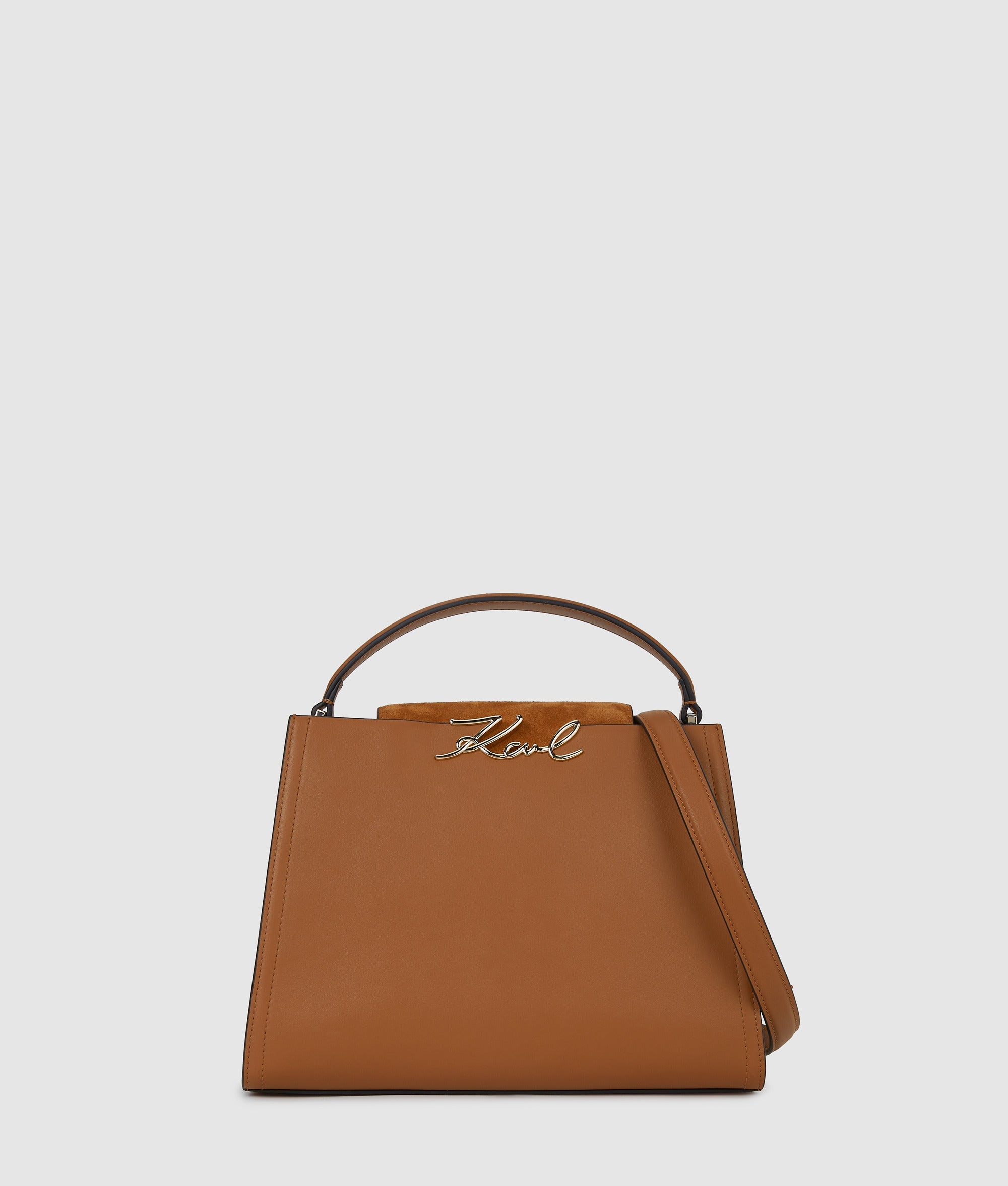 K/Signature suede top handle bag