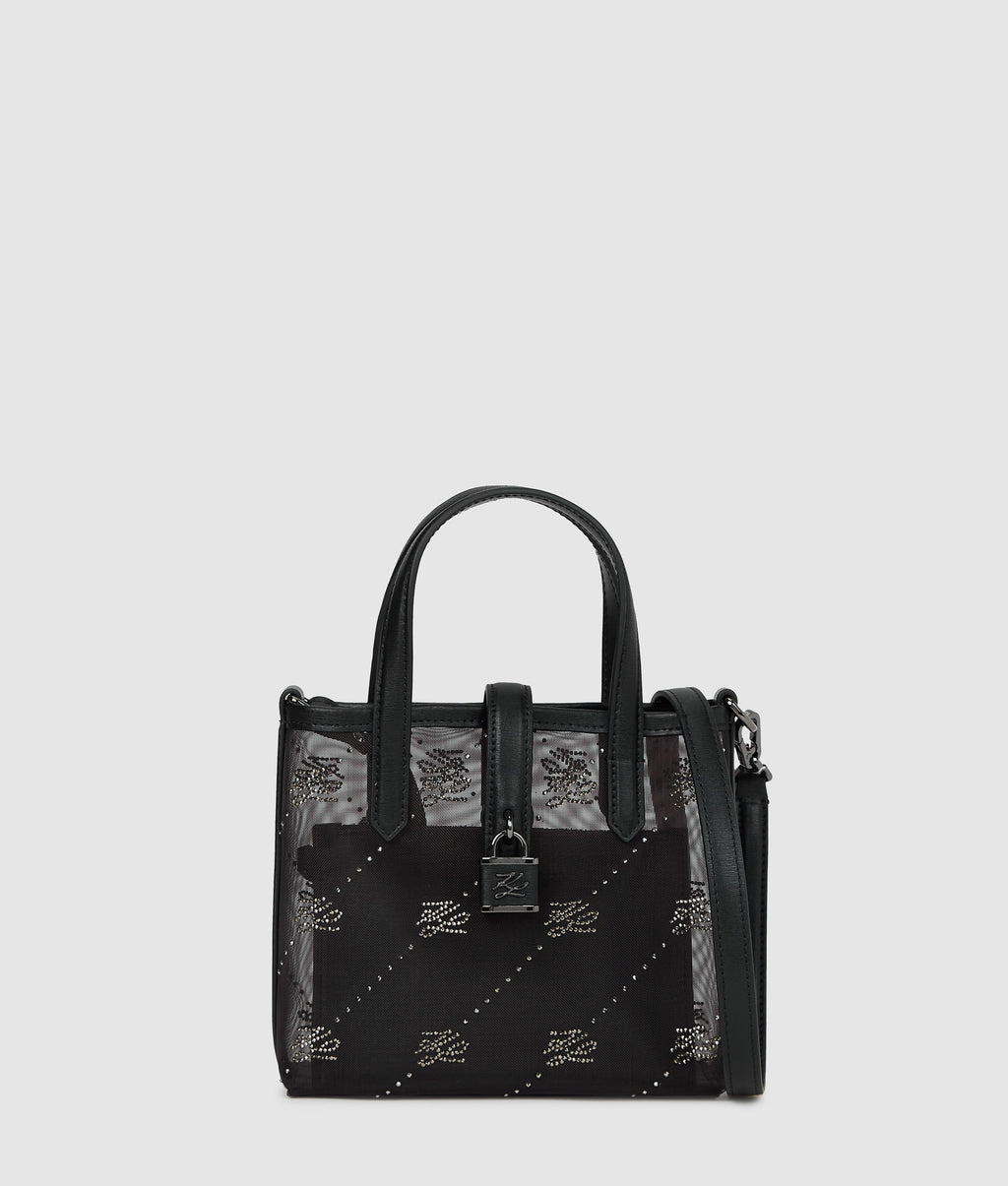 K/Autograph padlock rhinestone tote bag