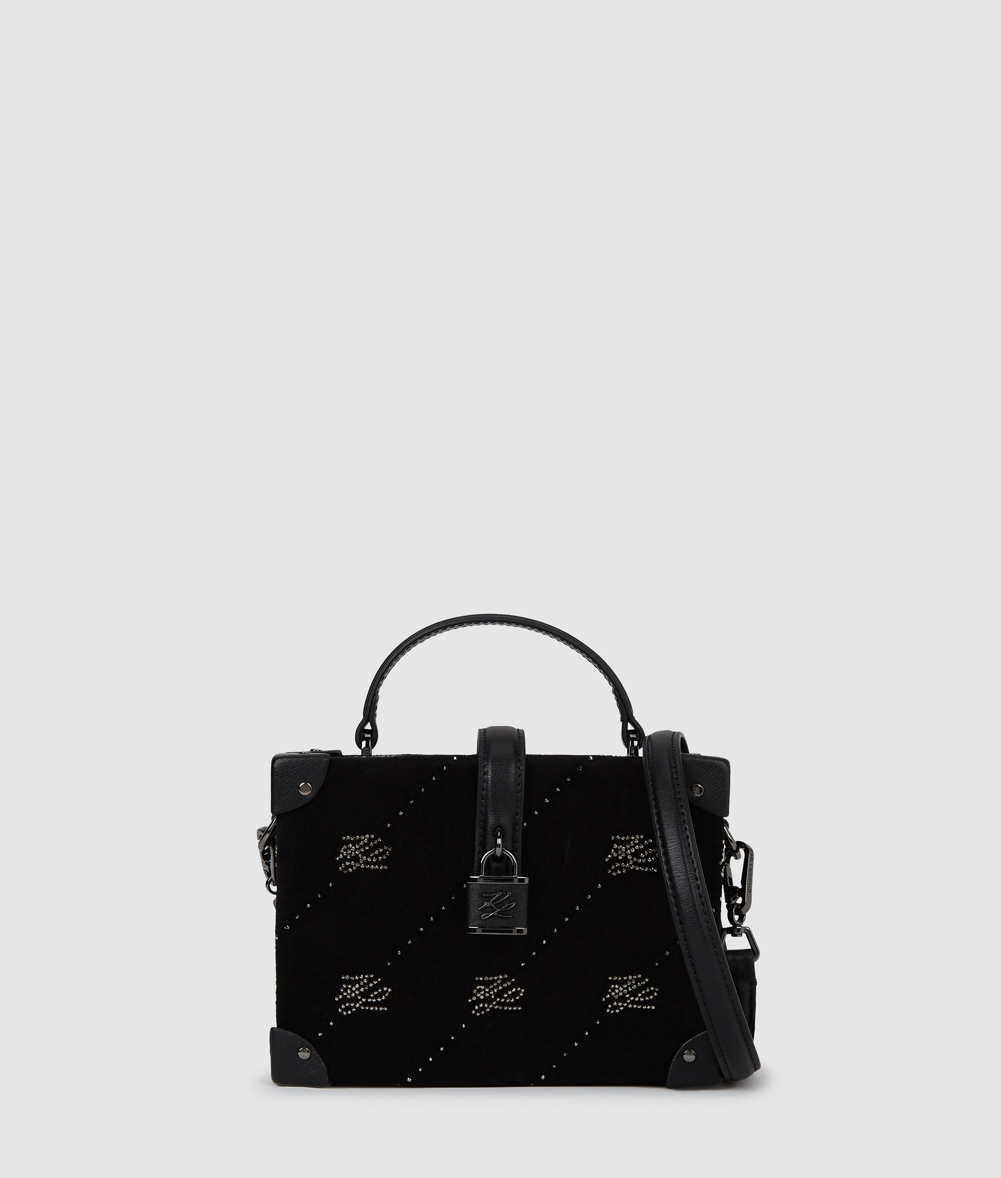 K/Autograph padlock rhinestone trunk bag