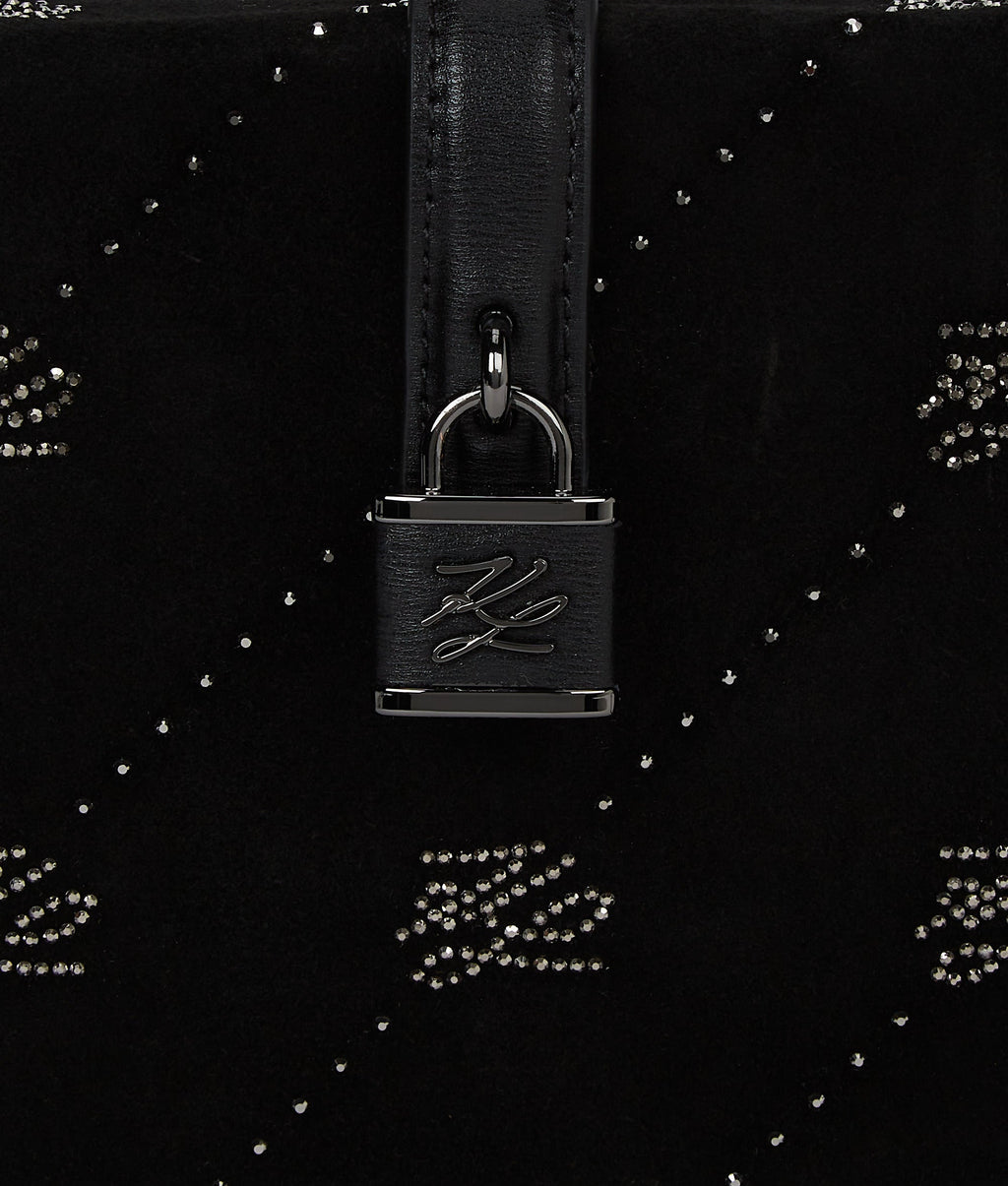 K/Autograph padlock rhinestone trunk bag