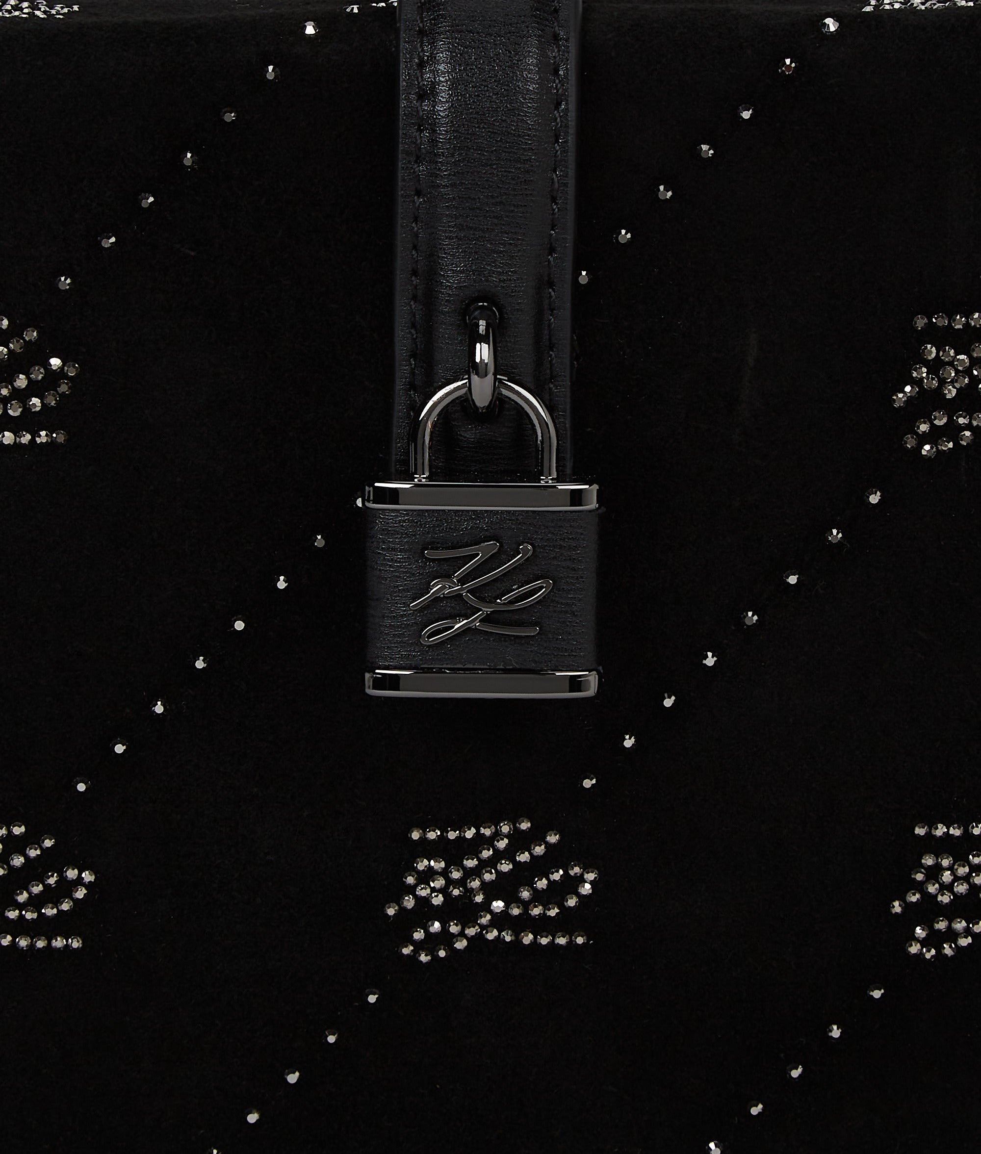 K/Autograph padlock rhinestone trunk bag