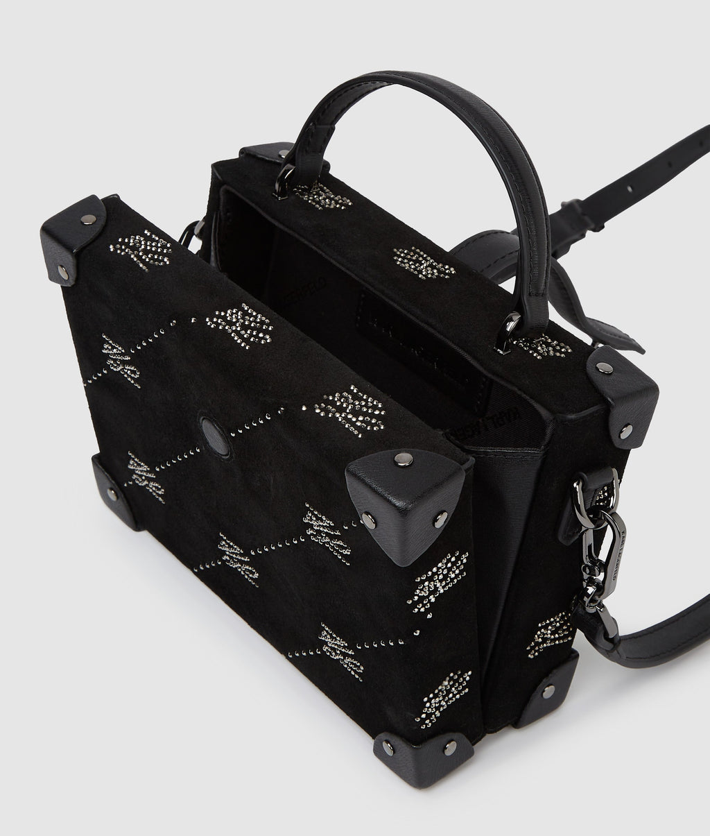 K/Autograph padlock rhinestone trunk bag