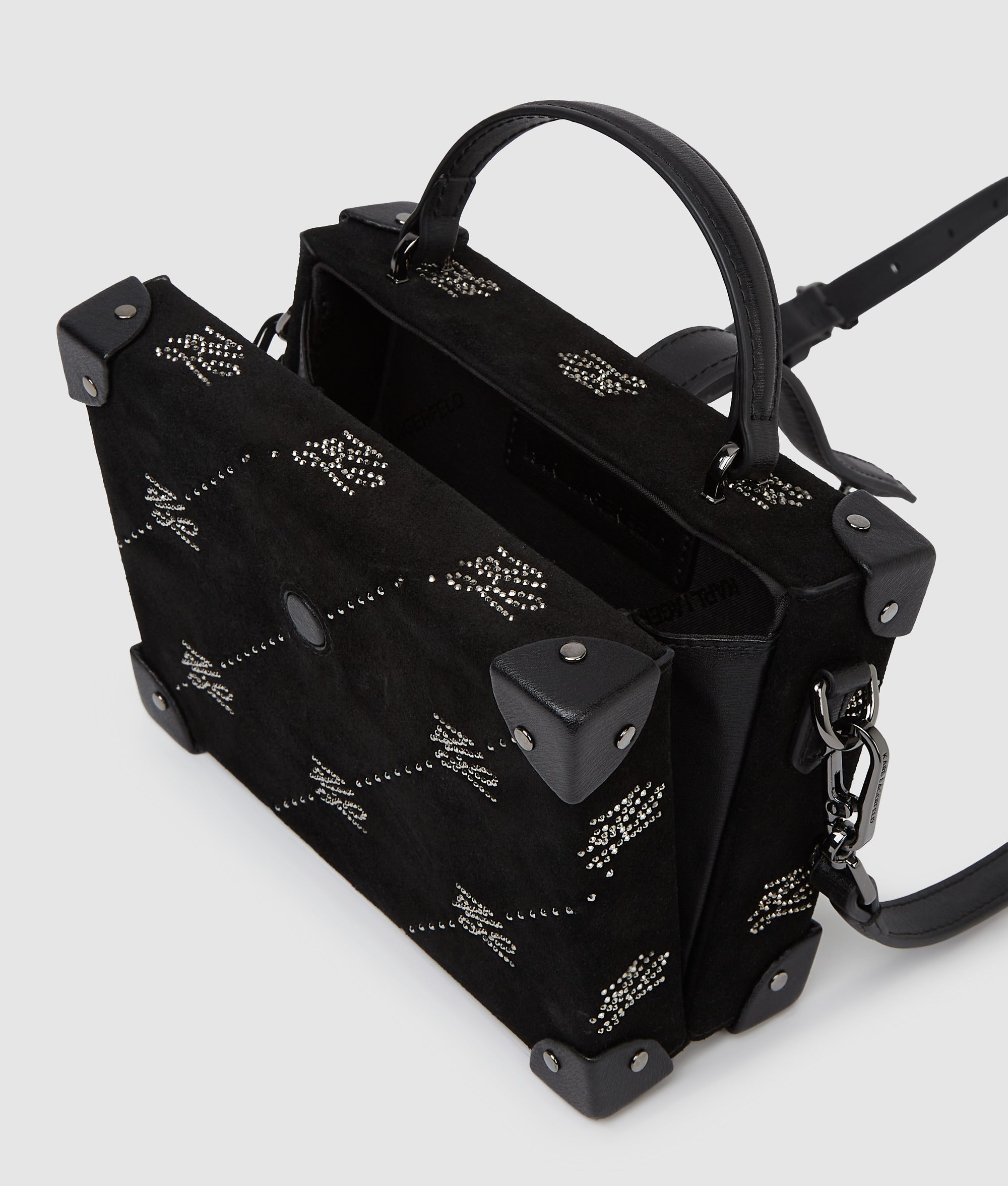 K/Autograph padlock rhinestone trunk bag